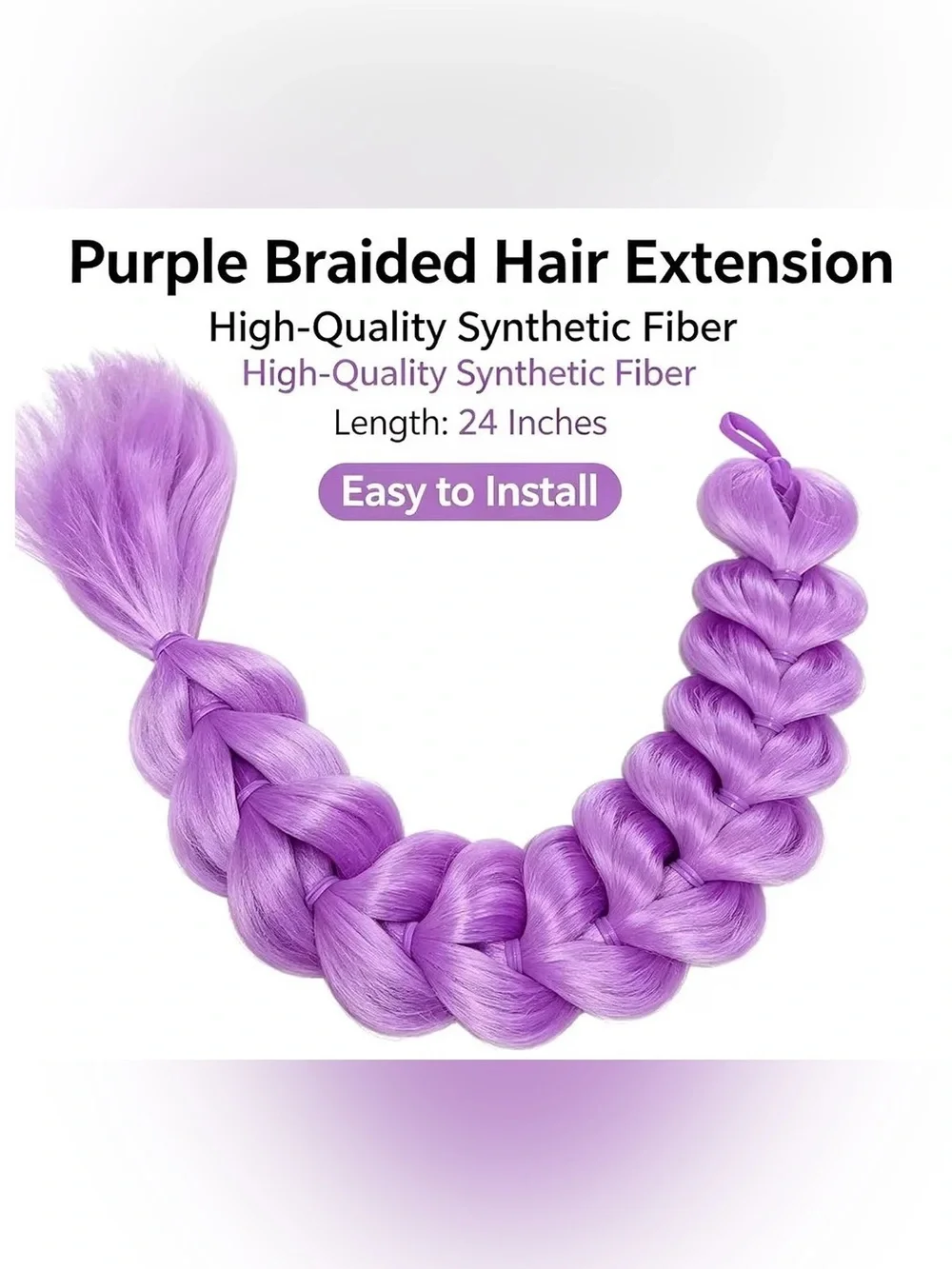 💜 NEW 24” [K-Pop Style] Synthetic Light Purple Braided Ponytail Hair Extension ✨